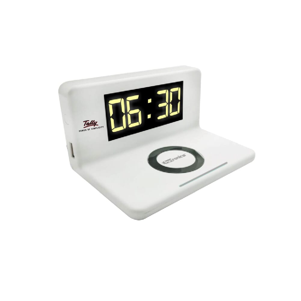 Portronics Desktop Wireless Charger with Alarm Clock and LED Lamp